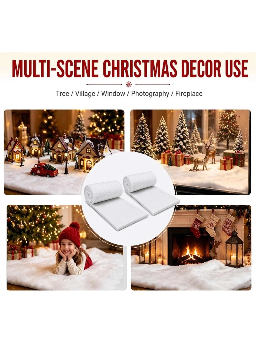 Christmas snow blanket 2 pack 96”x31.5” large fake snow mat